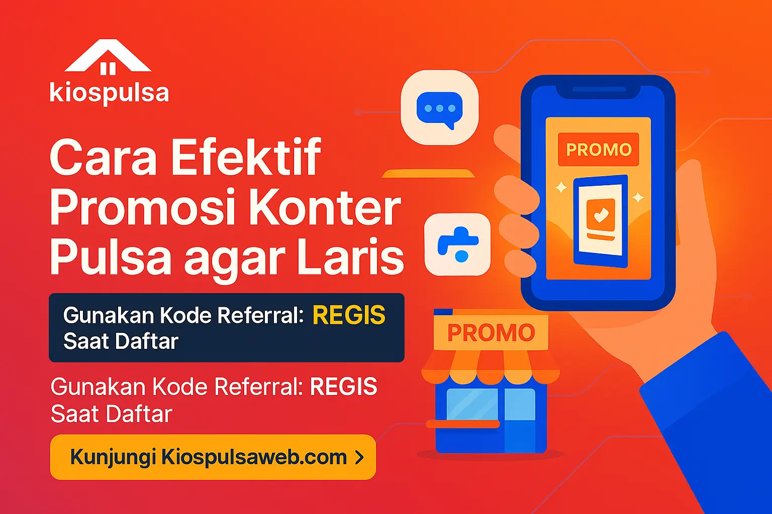 Ilustrasi strategi promosi digital untuk konter pulsa